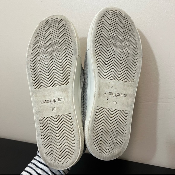 J Slides Justine Basket Weave Leather Slip On Sneakers - Picture 13 of 13